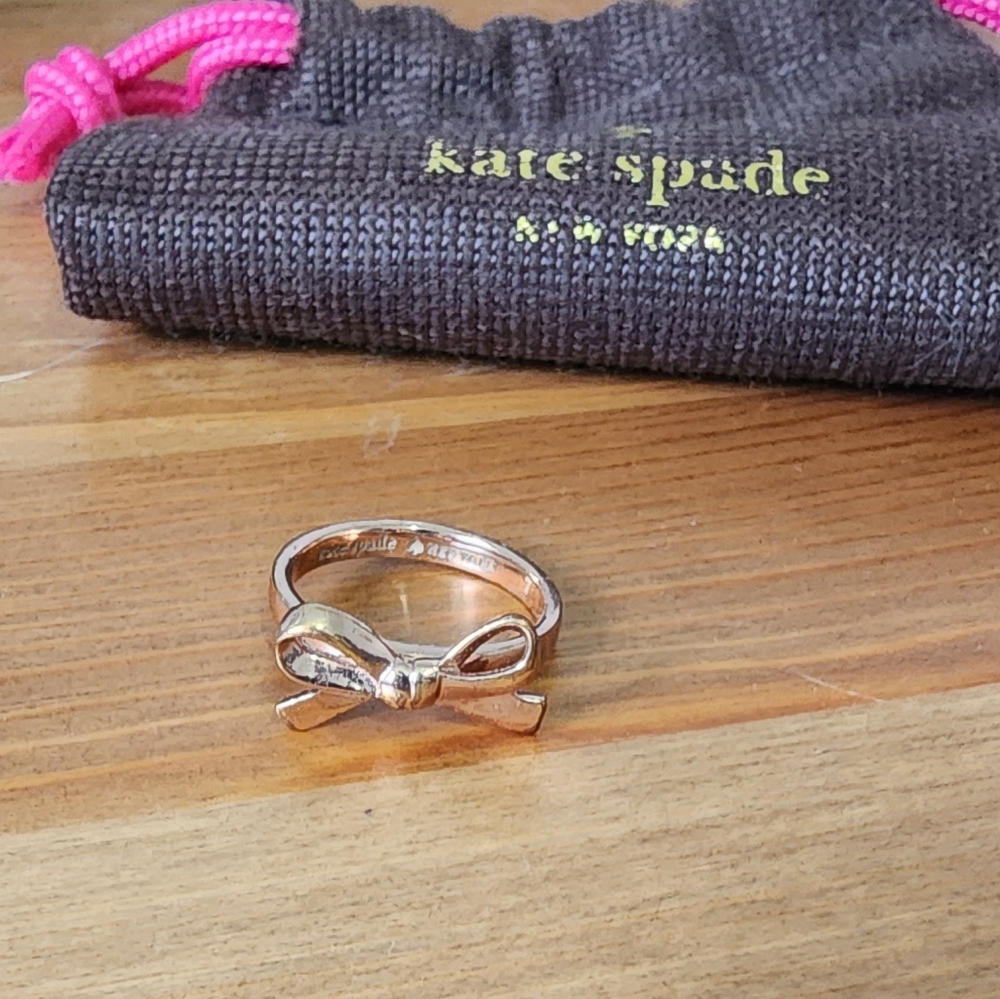 Katespade bow ring rose gold